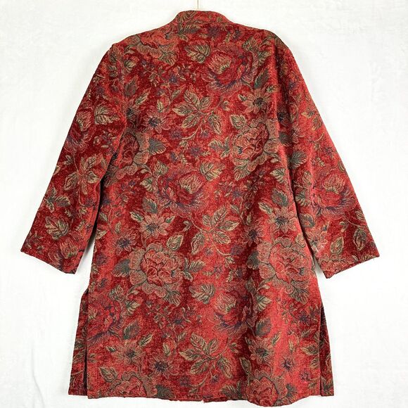 Chicos Vintage Floral Tapestry Jacket Size 3 XL Longline Asian Button Front - Picture 2 of 8